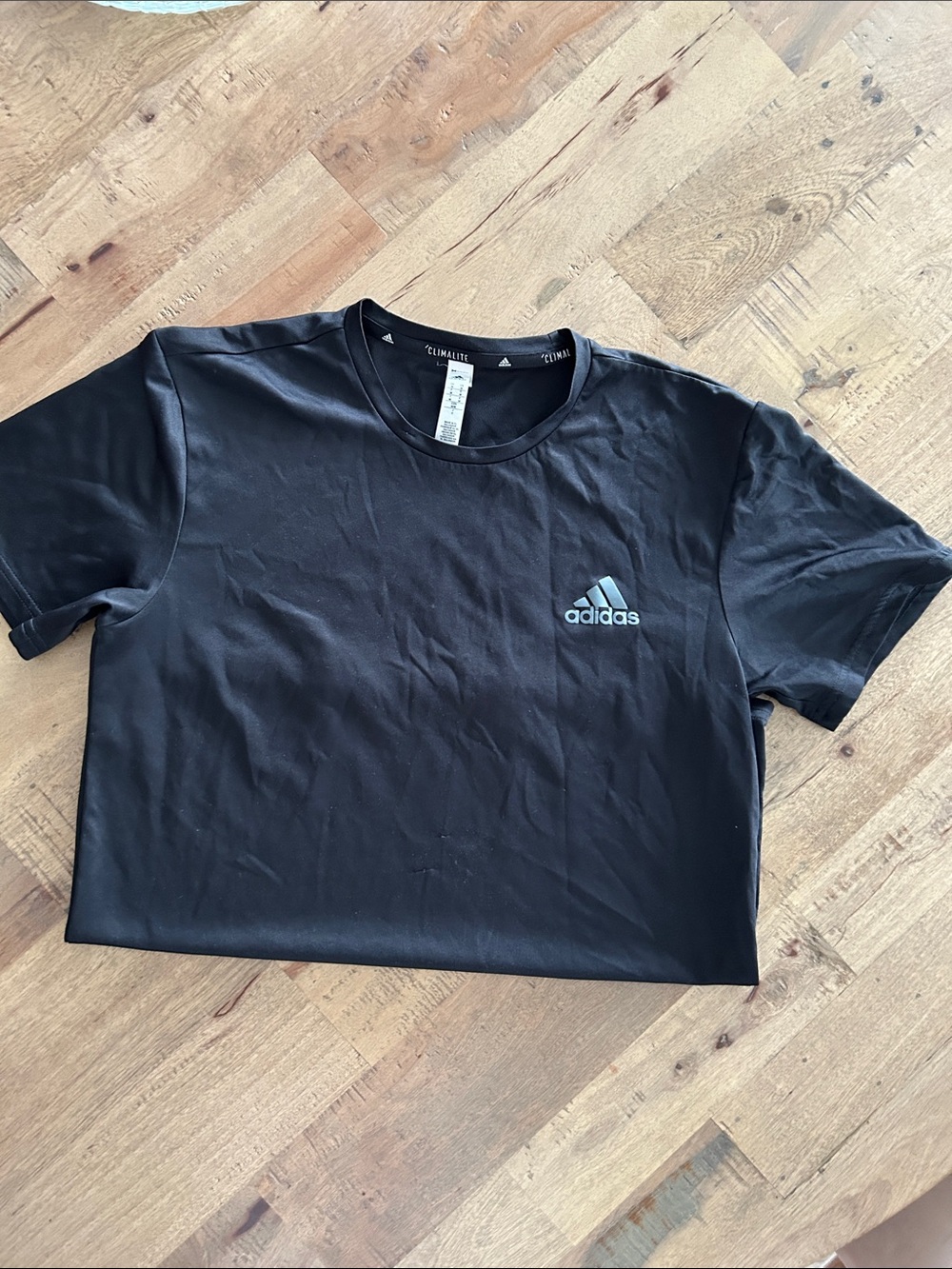 adidas Black Short-Sleeve Crew Neck Tee with Small Logo